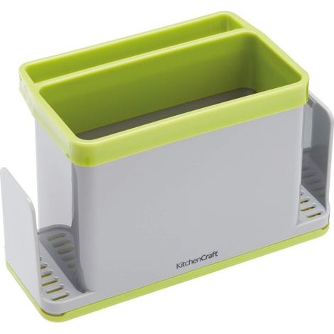 KitchenCraft 4-in-1 Plastica per lavello cucina, 19,5 x 9,5 x 12 cm (7,5" x 3,5" x 4,5") - Grigio / Verde (1/4)