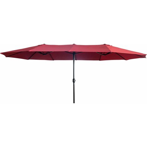 Akord – Parasol double de jardin 460x270 cm – Hauteur 245 cm – 12 baleines pour stabilité – Polyester résistant – Couleur rouge (1/5)