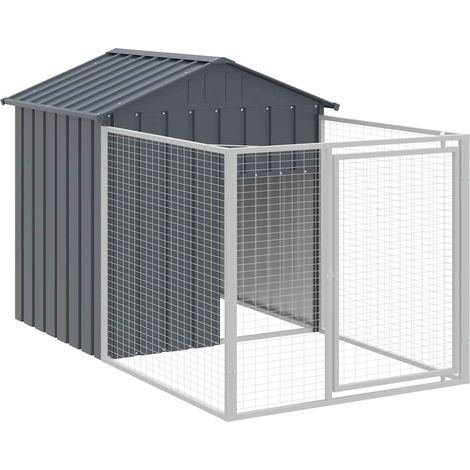 Maison Exclusive - Hundehütte mit Auslauf Anthrazit 117x201x123cm