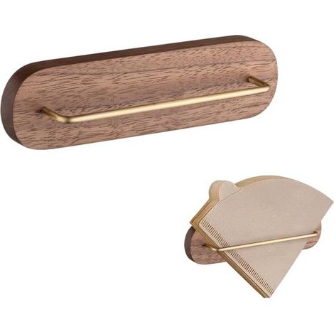 Kaffeefilterhalter aus Holz – Kaffeezubehör – Kaffeefilter – Kaffeefilterbeutelhalter – Wandmontage – Kaffeefilterbeutelhalter – Walnussholz – Braun