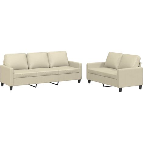Maison Exclusive - Ensemble de canapés 2 pcs avec coussins Crème Similicuir (1/5)