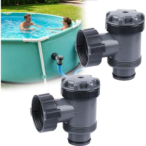 2 Vannes D'arrêt de Piscine 38 mm, Pompe de Filtration de Piscine, Raccord de Tuyau, Vanne D'entrée/sortie pour Tuyau de 38 mm (1-1/2 pouce) pour Piscines Hors Sol Pompes de Piscine (1/5)
