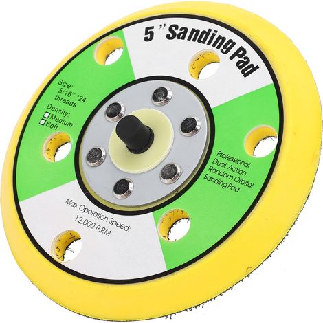 Plateau de ponçage rond 5 pouces, support de disque à polir, pad arrière 6 trous, adaptateur universel pour machine de polissage. (1/5)