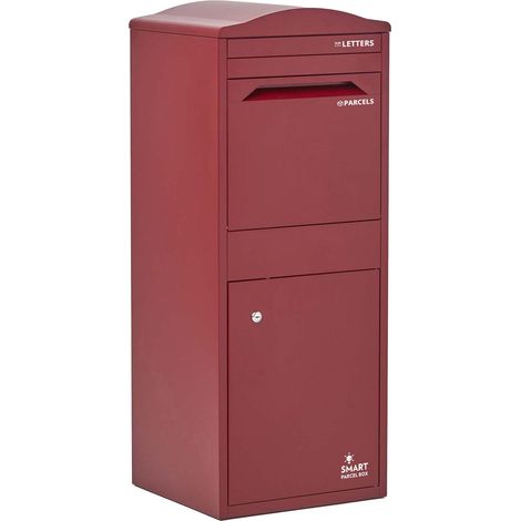 SMART PARCEL BOX™ Free Standing Postal Box Letter Box With Curved Top, Front Access, Dark Red (1/5)