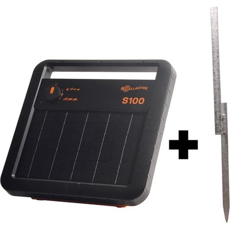Elettrificatore ad Energia Solare S100 GALLAGHER con Batteria Inclusa e Picchetto di Messa a Terra Supporto Lunghezza di Base 90 cm (1/2)