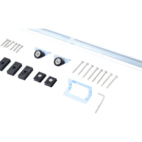 HOMCOM Kit complet porte coulissante 4 x 93 cm (p x l): rail, roulettes, visserie (1/5)