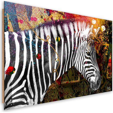 Quadro deco panel, Zebra su uno sfondo colorato - 100x70 (1/5)