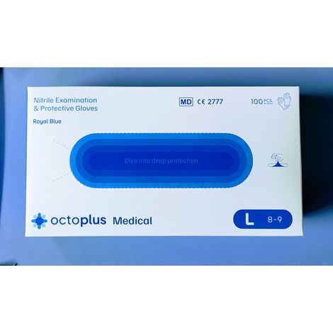 Blaue Octoplus Nitrilhandschuhe, 100 Stück – Größe L (1/2)