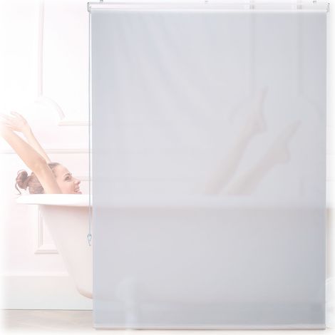 Relaxdays Store de baignoire, 120x240 cm, rideau de douche hydrofuge, plafond & fenêtre, pare-bain, salle de bain, blanc