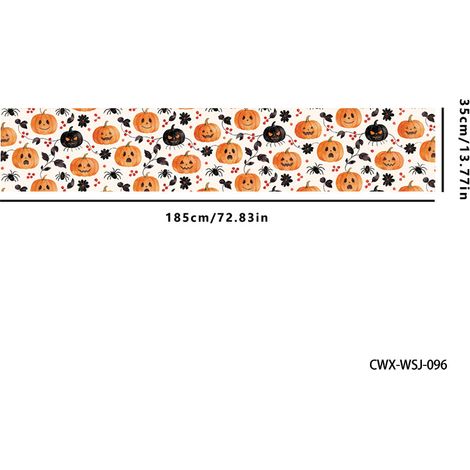 Nappe d'Halloween neuve, chemin de table, décoration de fond de bureau pour fête sur terrasse, fanion décoratif pour ambiance festive - 180 x 30 cm (polyester) - 1