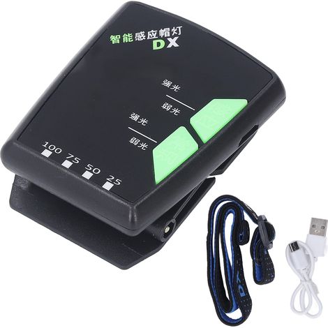 Ortviai Lampe frontale intelligente à induction LED rechargeable USB avec affichage de la batterie – pour pêche, camping et plein air