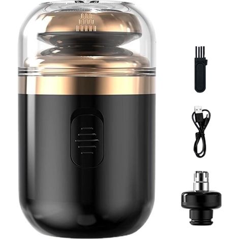 Tondeuse Électrique Capsule 2-en-1 & Coupe Poils Nez — Rasoir Barbe Rechargeable USB, Mini Portable et Lavable IPX7 (1/4)