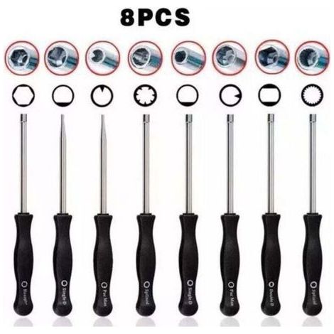 Kit Clés Réglage Carburateur - 8 Pièces En Platine Métal - Pour Débroussailleuse Et Tronçonneuse - Lot Complet (1/4)