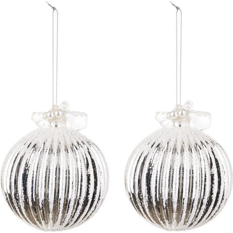 Ensemble de 2 boules de Noël, en verre argenté, 12,5 x 10 x 10 cm (1/5)
