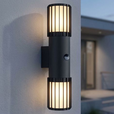Wandleuchte Wandlampe Außenleuchte Bewegungsmelder Anthrazit Opal Alu H 38 cm (1/5)