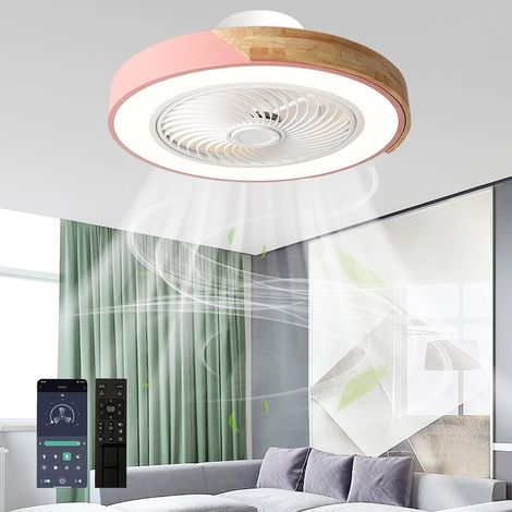 Ventilateur de plafond moderne avec éclairage, plafonnier avec ventilateur et télécommande, 3 couleurs d'éclairage intelligentes et 6 vitesses, minuterie, pour salon, chambre, chambre d'enfant (Couleu (1/5)