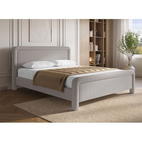 Lit double en tissu doux taupe 180 x200 cm anela (1/5)