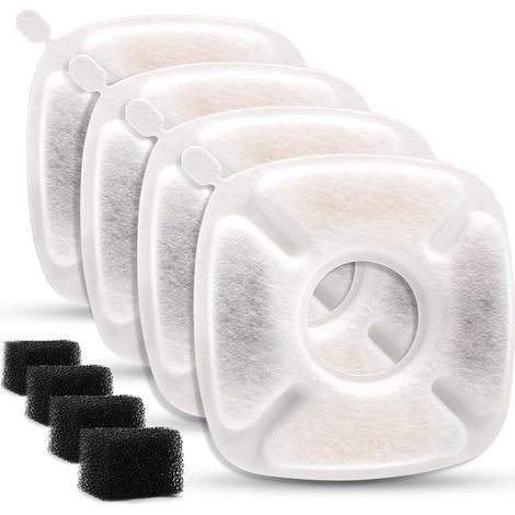 Filtres pour fontaines à eau pour animaux de compagnie de 2,8 L (95 oz) (4 filtres à charbon + 4 filtres en éponge) (1/5)