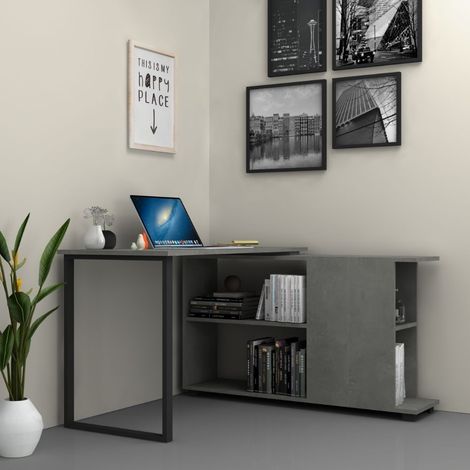Escritorio 120x60 cm con librería color cemento Oslo (1/5)