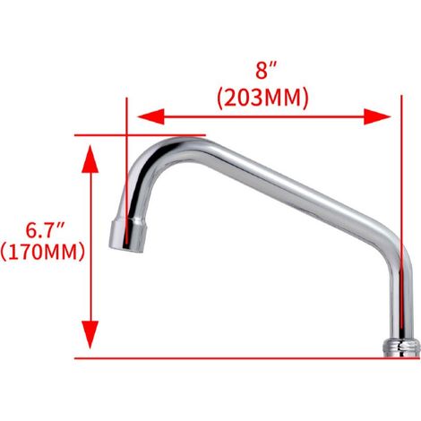 Bec de Robinet Mural Universel, Bec chromé en forme de U Longueur 200 mm (1/2)