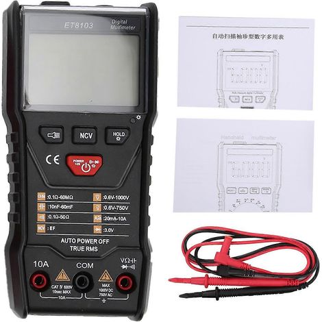 Multimètre intelligent ET8103 avec rétroéclairage LCD, testeur de tension numérique portable pour une utilisation en extérieur