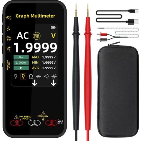 BSIDE S500 Multimètre Numérique 20000 Comptes Multimètre Graphique de Poche TRMS 1000V 10A avec Écran Couleur Rotatif, Testeur de Courant Tension Millivolt AC Peak Capacité Température (1/4)
