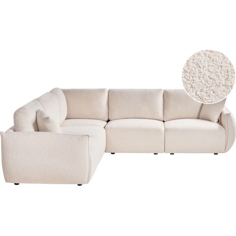 Right Hand Corner Sofa Off-White Boucle 5 Seater Modular Sectional Couch with Cushions Modern Living Room MESNALI (1/5)