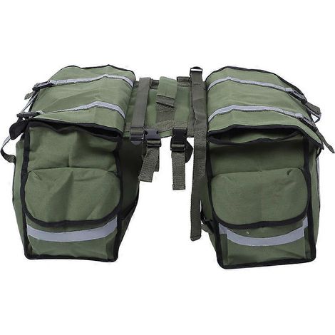 Wasserdichte, gewachste Canvas-Fahrradsatteltasche, Gepäckträgertaschen hinten mit reflektierenden Paspeln, robuste Fahrradtasche, Schnellbefestigung, 2-teilig. (1/5)