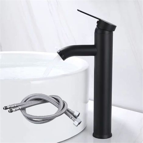 Robinet de lavabo de Salle de Bain en Acier Inoxydable Noir/Chrome Robinet monté sur Le Pont mélangeur Froid et Chaud Eau Toilette Toilettes évier robinets (1/5)