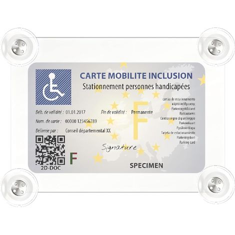 Porte Carte Pare Brise Handicapé avec 4x Ventouse Support Carte Handicape Assurance VTC Taxi Macaron Voiture Vignette Support Carte PMR CMI Vitres Protectrices (1/5)