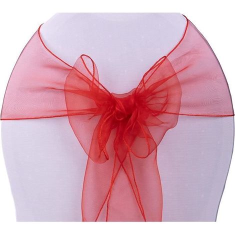 Red organza chair bows - 10 pieces - Wedding decoration - Chair covers (1/4)