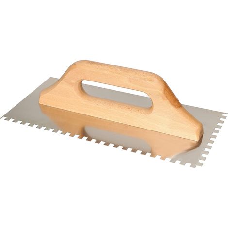 KOTARBAU Truelle dentée en acier inoxydable 280 x 130 mm 6 x 6 mm avec manche en bois (1/5)