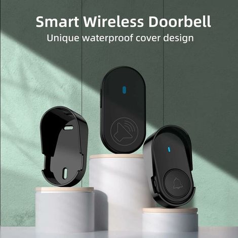 Campanello wireless con 2 ricevitori plug-in, campanello impermeabile IP65, portata operativa fino a 1050 piedi/320 m, regolazione del volume a 5 livelli. (1/3)