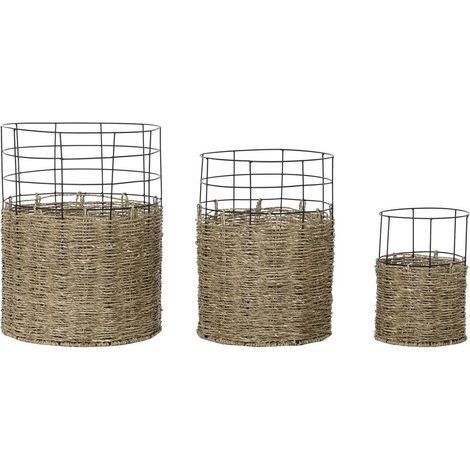 Corbeille Set 3 Métal Jute 35X35X45 Naturel (1/3)