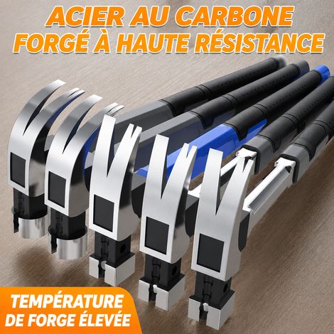 Marteau arrache-clou magnétique en acier tête ronde surface texturée et manche gris 400 mm pointe ronde 1 kg – Livraison gratuite (1/5)