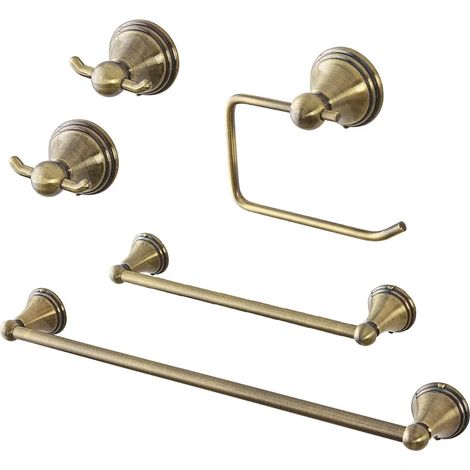 Set accessori a muro 5 pezzi in acciaio con finitura bronzo e viti incluse Iris (1/5)