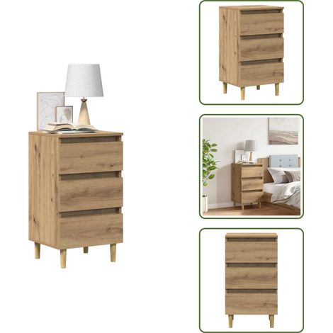 Table de chevet design - vidaXL Table de chevet chêne artisanal 40x35x69 cm bois d’ingénierie - Table de chevet rangement (1/5)