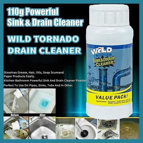 Wild Tornado Pipe Dredge, Wild Tornado Sink And Drain Cleaner, Powerful Sink And Drain Cleaner Powder, Upgraded Sink Drain Cleaner (1/4)