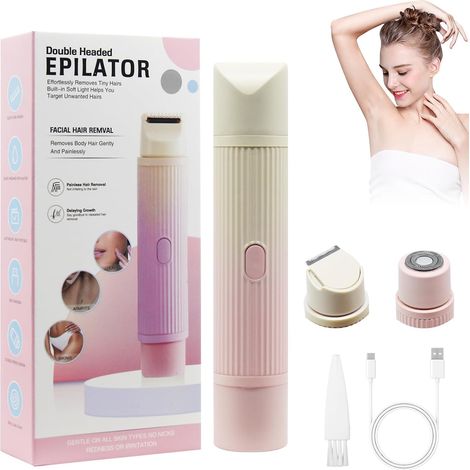 Rasoir 2 en 1, Tondeuse de bikini pour femmes, Rasoir Electrique Femme pour les poils des aisselles, les poils des jambes et les poils des bras (Rose) (1/5)