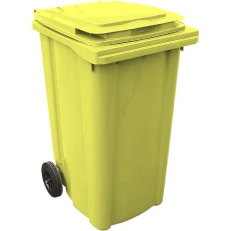 Bidone Pattumiera Immondizia con Ruote Giallo 240 Litri (1/2)