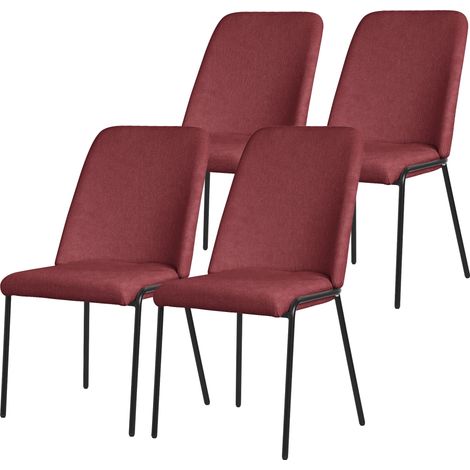 ML-Design Set 4 Sedie Sala Pranzo Rossa in Poliestere Gambe in Metallo, Struttura in Acciaio, con Schienale, Poltroncine Imbottite per Soggiorno e Cucina, Poltrone Ergonomiche da Reception
