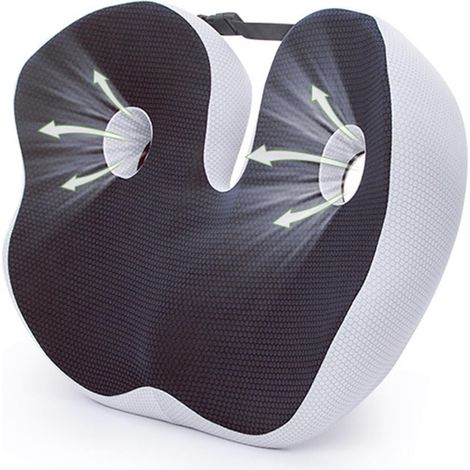 Coussin de Siège en Mousse à Mémoire, Coussin de Siège de Chaise de Bureau, Coussin de Chaise Orthopédique Ergonomique, Coussin de Positionnement,noir (1/5)