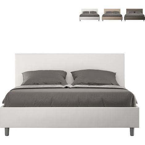 Letto matrimoniale con rete imbottito 160x200 similpelle bianco Adele (1/5)