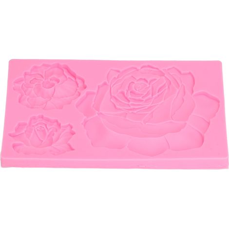 Moule silicone chocolat grade alimentaire antiadhésif, formes florales variées pour gâteau, résine, DIY dessert, 50-2303 Rose (1/5)