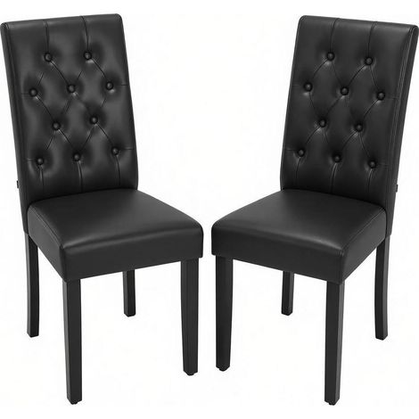 Sedia imbottita nera con schienale alto e gambe in legno, set da 2 (1/5)