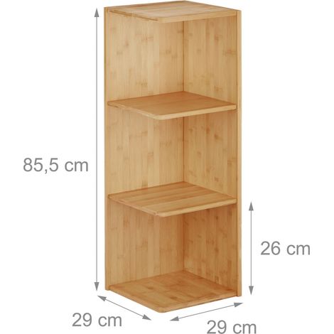 Scaffale angolare in bambù a 3 livelli, ideale per la conservazione moderna, 90 x 30 x 90 cm, in bambù naturale, 130003336