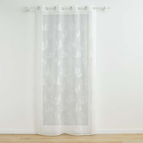 Rideau Voilage à Œillets Brodés "Berry" 140x280cm Blanc (1/5)