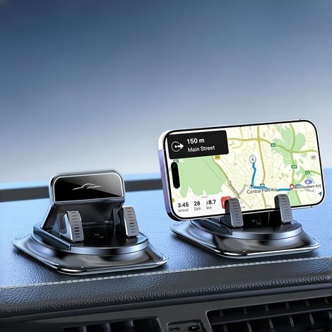 Support pour téléphone de voiture rotatif à 360 degrés, fabriqué en matériau ABS, avec coussinet antidérapant. Adapté aux voitures, bureaux et bureaux d'ordinateur à domicile. (1/5)