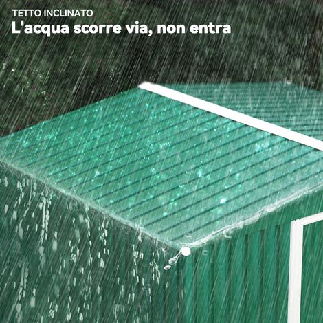 Coffre de jardin vert en acier, 258x206x178 cm, rangement extérieur avec tiroirs coulissants, abri pour outils de jardin. (1/5)