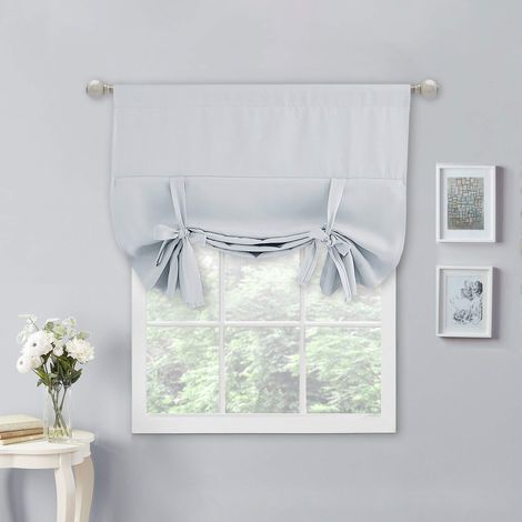 Rideaux de Cuisine 137,2 cm de Long – Rideaux occultants à Nouer pour Salle de Bain (Blanc grisâtre, 1 Panneau, 101,6 cm de Large x 137,2 cm de Long) (1/5)